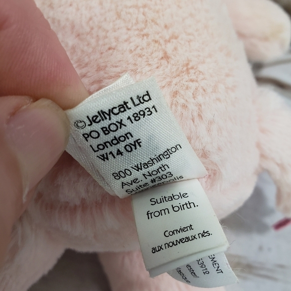 Jellycat Pink Elephant Rattle Plush Toy Heart Love You Feet Little 9 Inch - Picture 8 of 10